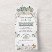 Invitation Tout En Un Sage Green Petit Citrouille Baby shower Floral Bla (À l'intérieur)