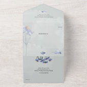 Invitation Tout En Un Sage Green Purple Aquarelle Daisy Mariage moderne (Dehors)
