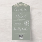 Invitation Tout En Un Sage Green QR Code Mason Jar String Mariage (À l'intérieur)