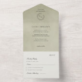 Invitation Tout En Un Sage Green Velvet, Laurel Wreath Wedding (À l'intérieur)