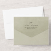 Invitation Tout En Un Sage Green Velvet, Laurel Wreath Wedding (Verso)