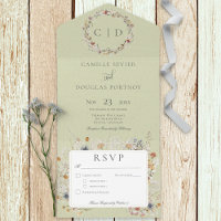 Sage Green Vintage Fleur sauvage Dîner romantique