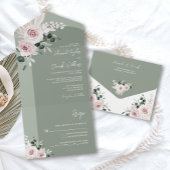 Invitation Tout En Un Sage Greenery Rose Floral Dusty Rose Mariage