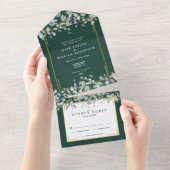 Invitation Tout En Un Sage Lilac Folithe Emerald Monogram Mariage (Déchirure)