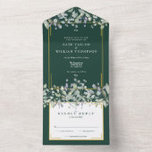 Invitation Tout En Un Sage Lilac Folithe Emerald Monogram Mariage (À l'intérieur)