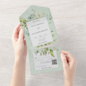 Invitation Tout En Un Sage rustique Végétation naturelle Code QR (Déchirure)