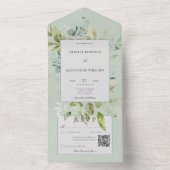 Invitation Tout En Un Sage rustique Végétation naturelle Code QR (À l'intérieur)