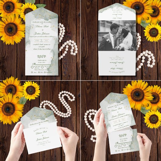 Invitation Tout En Un Sage SIMPLE MARIAGE STYLISÉ