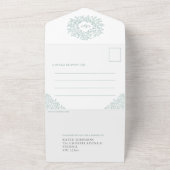 Invitation Tout En Un Sage vert blanc feuille photo repas RSVP QR mariag (Dehors)