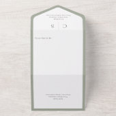 Invitation Tout En Un Sage vert et blanc Monogramme minimum QR Code (Dehors)