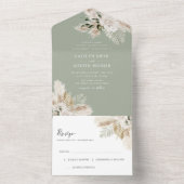 Invitation Tout En Un Sage vert pampas herbe aquarelle mariage floral (À l'intérieur)