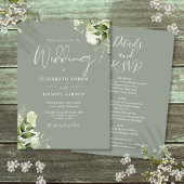 Invitation Tout En Un Sage Vert Végétal Mariage Floral