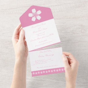 Invitation Tout En Un Sakura de charme en rose pétale