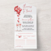 Invitation Tout En Un Salutations pour l'amour Fête des mariées des Coeu (À l'intérieur)