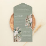 Invitation Tout En Un sauge vert rustique pampas eucalyptus mariage<br><div class="desc">Ferme de grange moderne botanique botanique rustique pampas naturel herbe et eucalyptus mariage botanique le tout dans une invitation. vert sauge, </div>