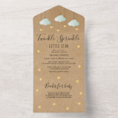 Invitation Tout En Un Saupoudrer le Baby shower rustique neutre entre le (À l'intérieur)