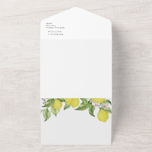 Invitation Tout En Un Sceau Mariage citron D'Été Et Envoyer (Dehors)