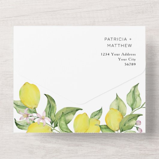 Invitation Tout En Un Sceau Mariage citron D'Été Et Envoyer (Verso)