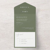 Invitation Tout En Un Sceau vert foncé moderne Envoyer Mariage (À l'intérieur)