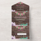 Invitation Tout En Un Script à fleurs en bois rustique (À l'intérieur)