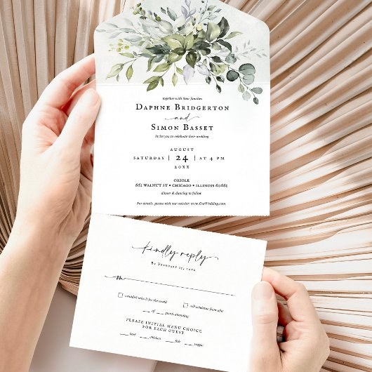 Invitation Tout En Un Script de verdure tout en un mariage Inviter