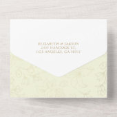 Invitation Tout En Un Script d'huile d'or moderne Floral Frame Mariage R (Verso)
