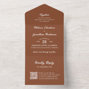 Invitation Tout En Un Script en terre cuite rustique moderne Mariage de