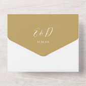 Invitation Tout En Un Script Hearts Elegant Gold Minimalist Mariage (Verso)
