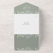 Invitation Tout En Un Script Hearts Floral Code QR Vert Sauge Mariage (Dehors)