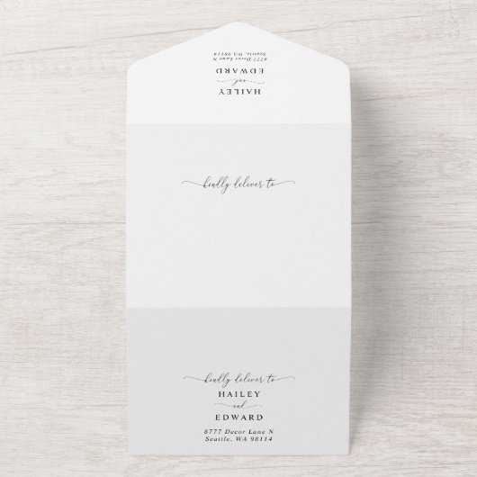 Invitation Tout En Un Script Mariage élégant minimal (Dehors)