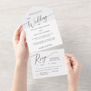 Invitation Tout En Un Script Mariage élégant minimal