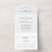 Invitation Tout En Un Script minimal simple Mariage noir et blanc (À l'intérieur)