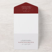 Invitation Tout En Un Script moderne Bourgogne Rouge Photo QR Code Maria (Dehors)