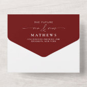 Invitation Tout En Un Script moderne Bourgogne Rouge Photo QR Code Maria (Verso)