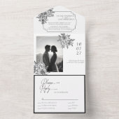 Invitation Tout En Un Script moderne de calligraphie photo noir et blanc (À l'intérieur)