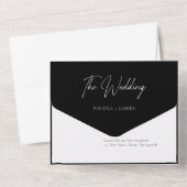 Invitation Tout En Un Script moderne de calligraphie photo noir et blanc (Verso)