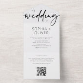 Invitation Tout En Un Script moderne Mariage gris argent (À l'intérieur)