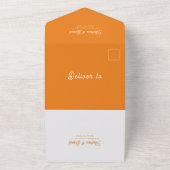 Invitation Tout En Un Script moderne rétro brillant Orange QR Code Maria (Dehors)