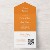Invitation Tout En Un Script moderne rétro brillant Orange QR Code Maria (À l'intérieur)