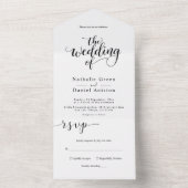 Invitation Tout En Un Script noir et blanc délicat Mariage simple (À l'intérieur)