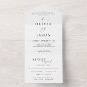 Invitation Tout En Un Script romantique moderne Noir Blanc Mariage Rsvp (À l'intérieur)