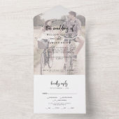 Invitation Tout En Un Script rustique Faded Photo Mariage All In One Inv (À l'intérieur)