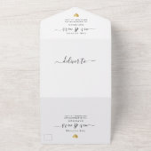 Invitation Tout En Un Script simple élégant Minimal Gold Heart Mariage (Dehors)