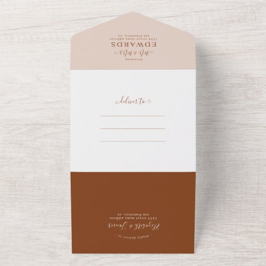 Invitation Tout En Un Script Terracotta Bohemian Wedding RSVP QR Code (Dehors)