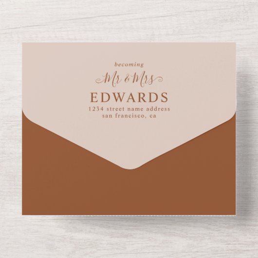 Invitation Tout En Un Script Terracotta Bohemian Wedding RSVP QR Code (Verso)