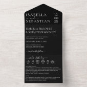 Invitation Tout En Un Script Wedding Black All in one save the date (À l'intérieur)