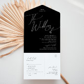 Invitation Tout En Un Script Whimsical | Mariage noir de phoque et d'env