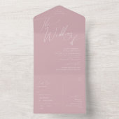 Invitation Tout En Un Script Whimsical | Mariage Rose du sceau et de l'e (À l'intérieur)