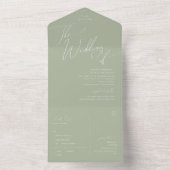 Invitation Tout En Un Script Whimsical | Sage Mariage de sceau et d'envo (À l'intérieur)