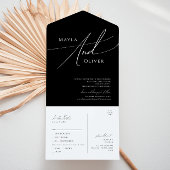 Invitation Tout En Un Script Whimsical | Sceau Décontracté noir et envoi